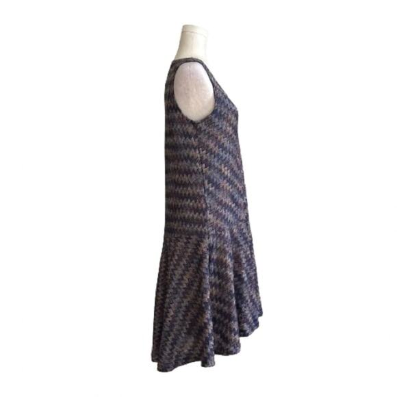 Maeve Blue Purple Chevron Knit Drop Wasit Sleeveless Slip Lined Dress Size XS - Picture 6 of 13
